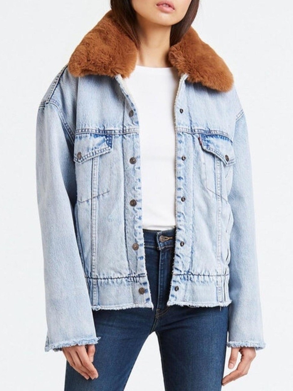 Levi's Denim Sherpa Trucker Jacket W/ Removeable Faux Fur Collar